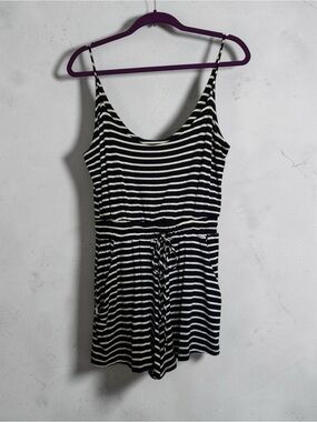 Lucy Love Black & White Striped Tank Romper